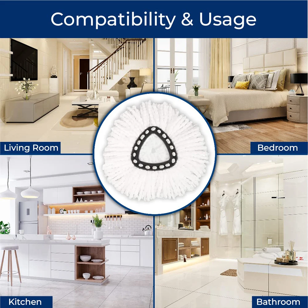 Microfiber Mop Replacement Heads Compatible with O Cedar Easy Replace and Deep Cleaning Microfiber Refills Mop Replacement Heads