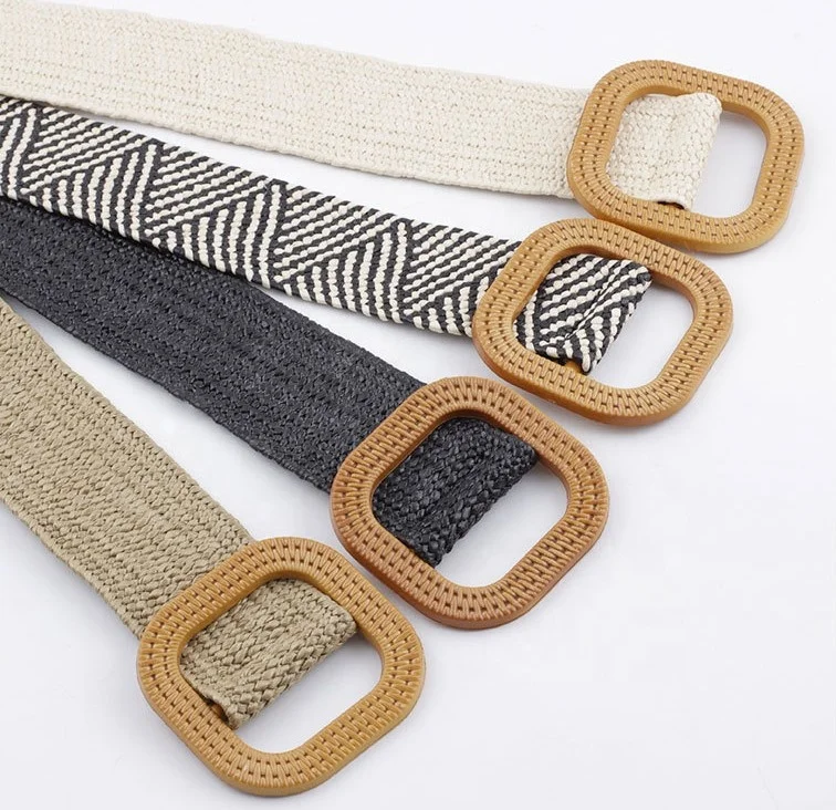 Fashion REACH PP Straw Handmade Resin Round braided Belt