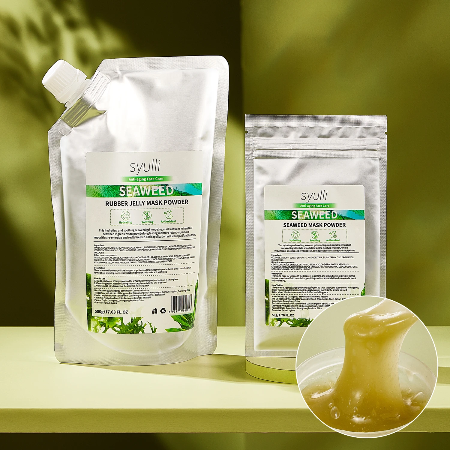 Antioxidant & Pore Shrinking Natural Seaweed Jelly Mask Powder for Face Wholesale Premium Rubber Mask Spa Set