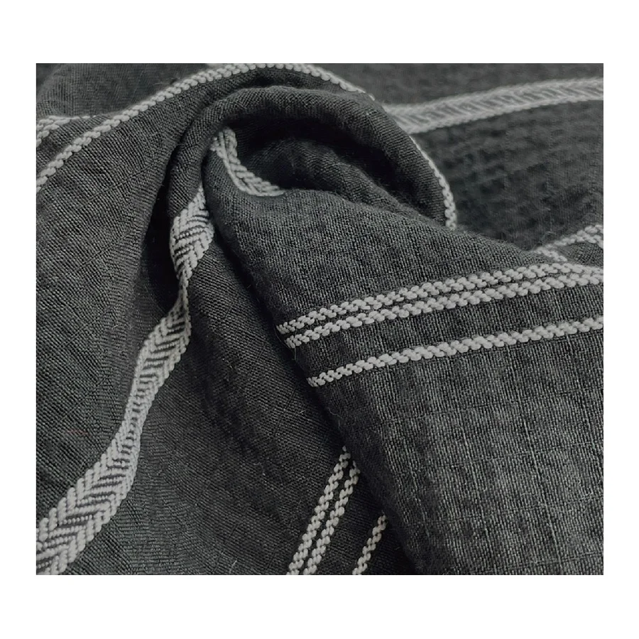 Popular black and white 145g Rayon Polyester Spandex seersucker dress stripes fabric from Taiwan