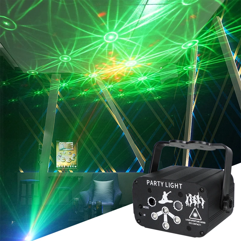 New Mini 6 Holes Laser Party Decorative Light LED Remote Control Atmosphere Lamp For Home Party Stage Projector RGB Lazer Lights