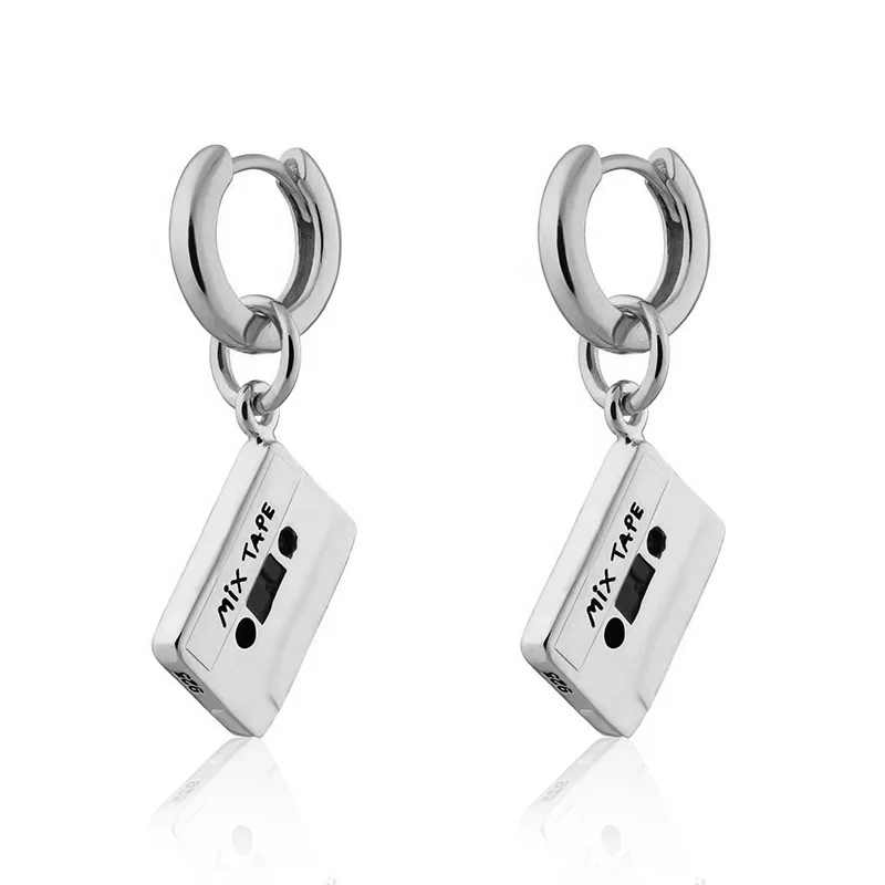 Milskye creative jewelry gold plated 18k silver 925 radio video tape charm hoop earrings