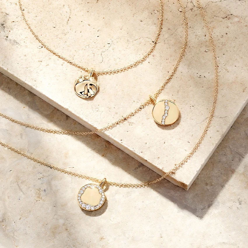 Gemnel 925 sterling silver custom name 18k gold plated diamond coin pendant necklace