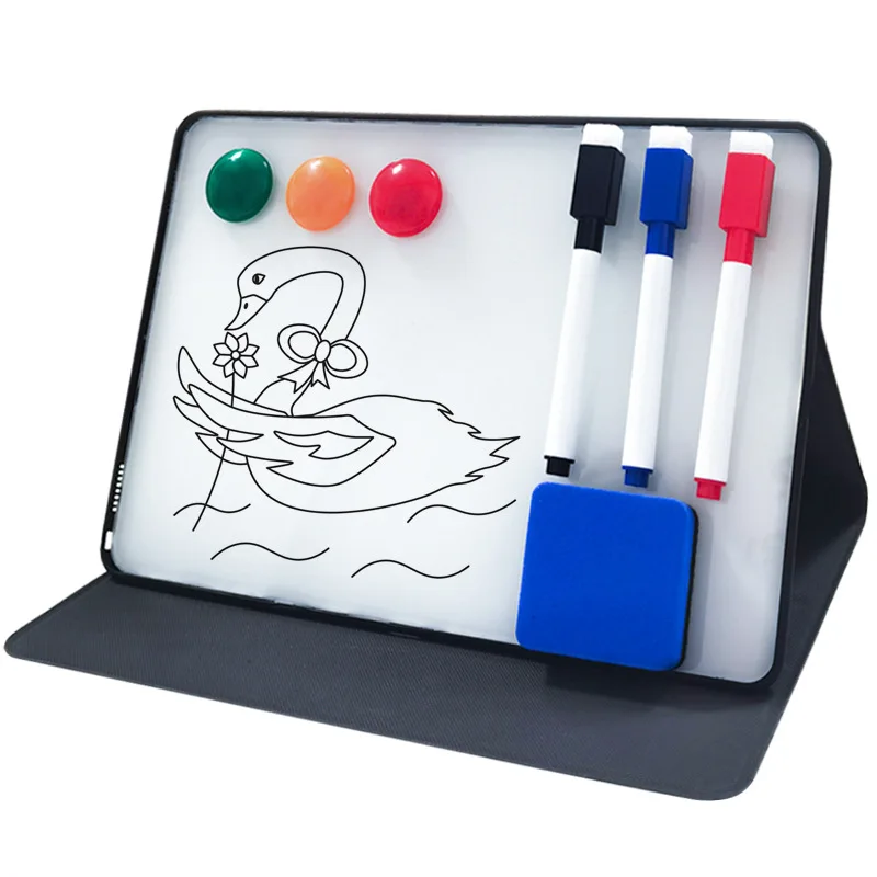 Promotional Portable Dry Erase White Board Meeting Erasable Reusable notepad foldable Magnetic whiteboard with stand