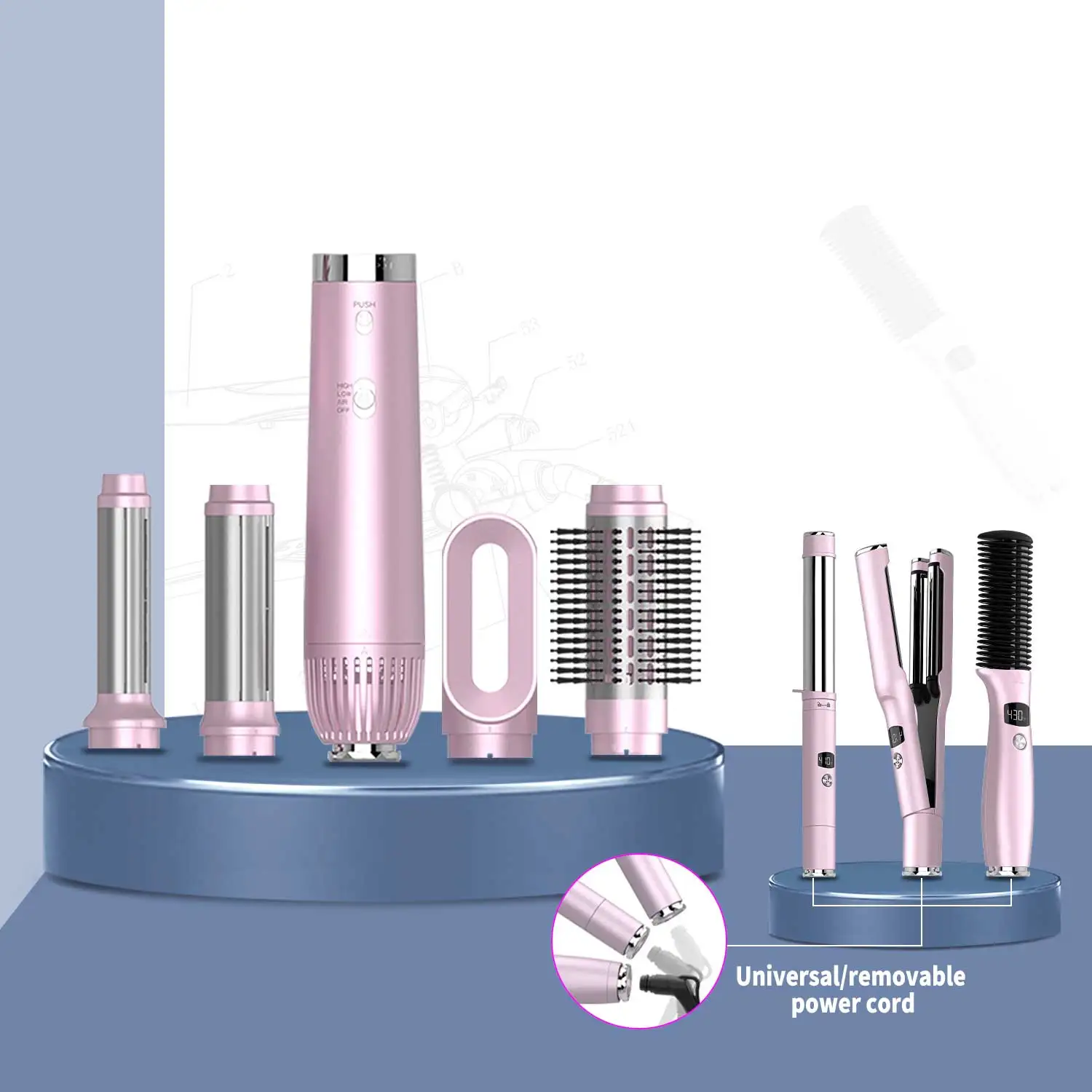 Hair Salon Tools Folding Hair Dryer Professional Styler And Dryer One Step Hair Dryer And Volumizer Hot Air Brush With Kit