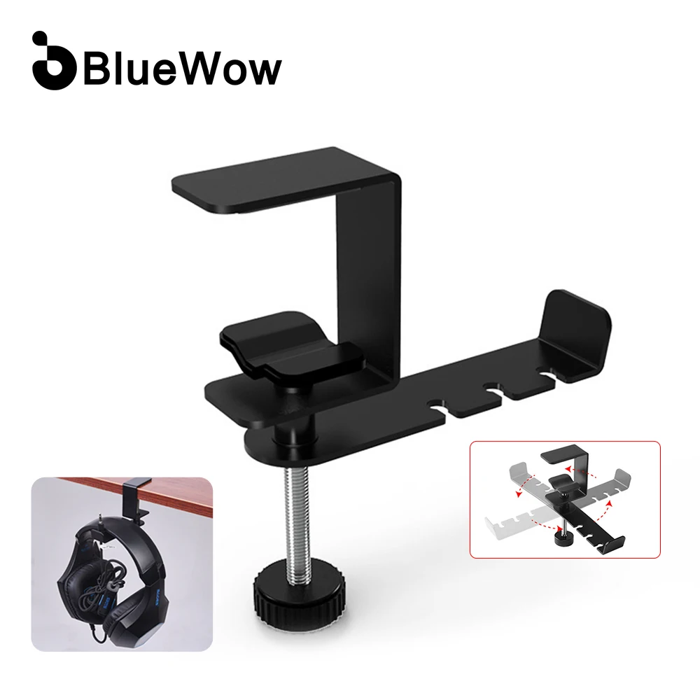 
360 Degree Rotation Earphone Hook Holder Universal Hanger Headset Stand Durable Bracket Space Saving Table Clamp 