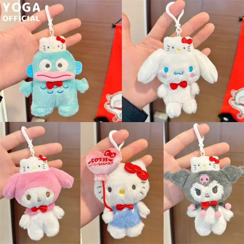 good quality sanrioed 50th anniversary series plush dolls kawaii anime melody kulomi bag pendant mini toy plush keychain