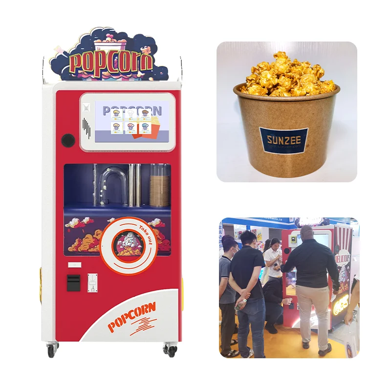 Popcorn Vending Machine with 5 Flavored Caramel Popcorn Making Equipment Factory Seller Automatic Popcorn machine