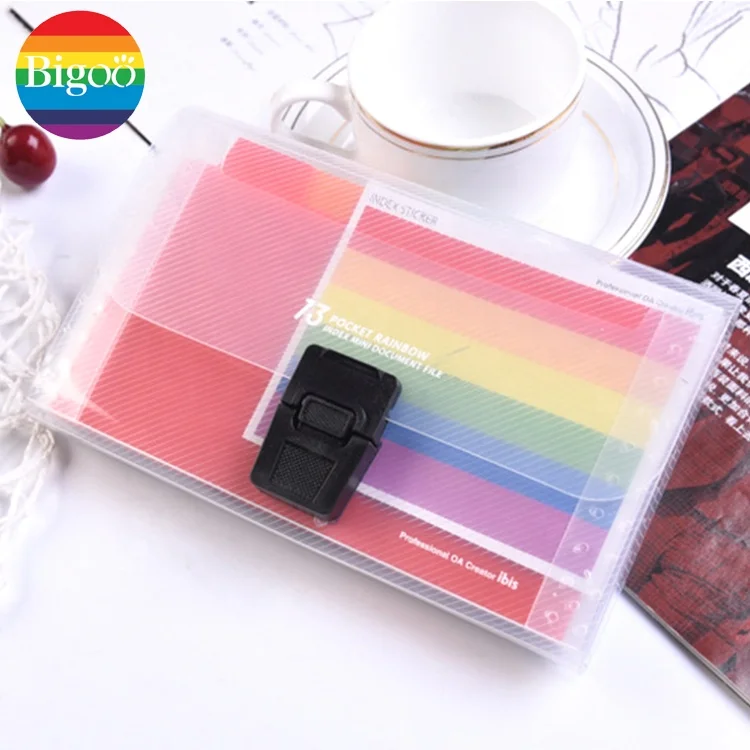 
Mini rainbow index document file folder A6 size of 13 pocket clear index inner 