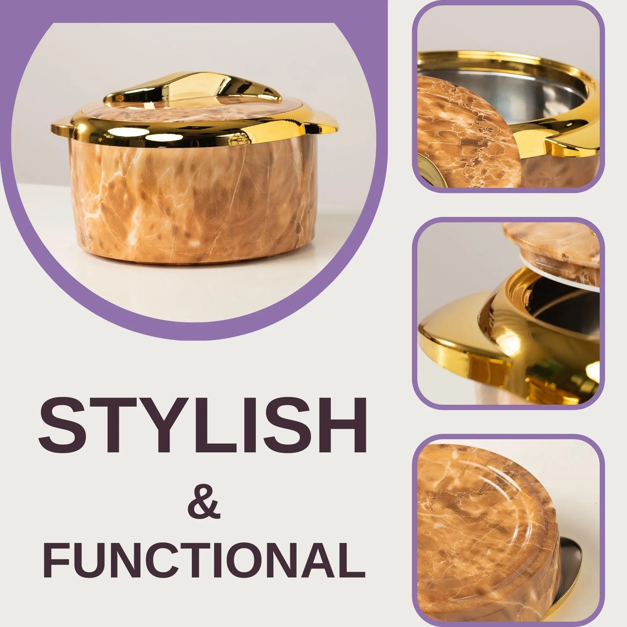 Insulated Thermal Bowl 3 pc. Set 2.6/2.1/1.6 qt. - Keep Food Warm for Hours - Versatile Serving Dishes with Lids