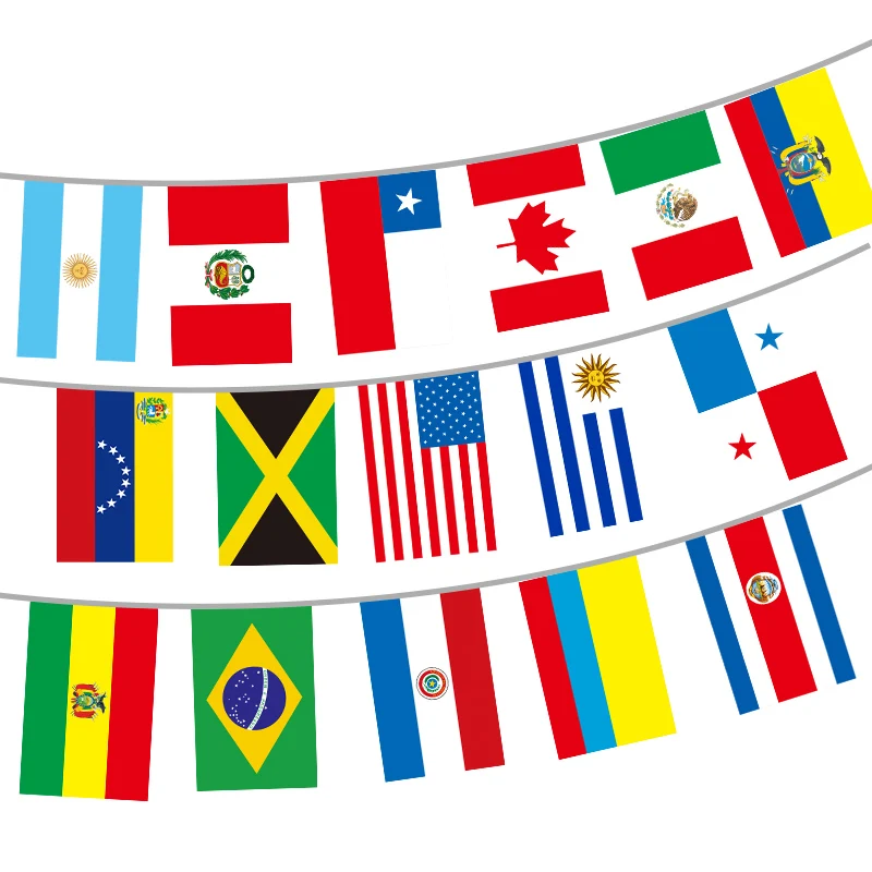Americas Cup string flags of all countries 2024 American football decorative flags Top 16 flags of all countries