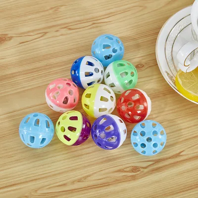 Hollow Plastic Pet Cat Colourful Ball Toy With Small Bell Lovable Bell Voice Plastic Interactive Ball Tinkle Puppy Playing Toys