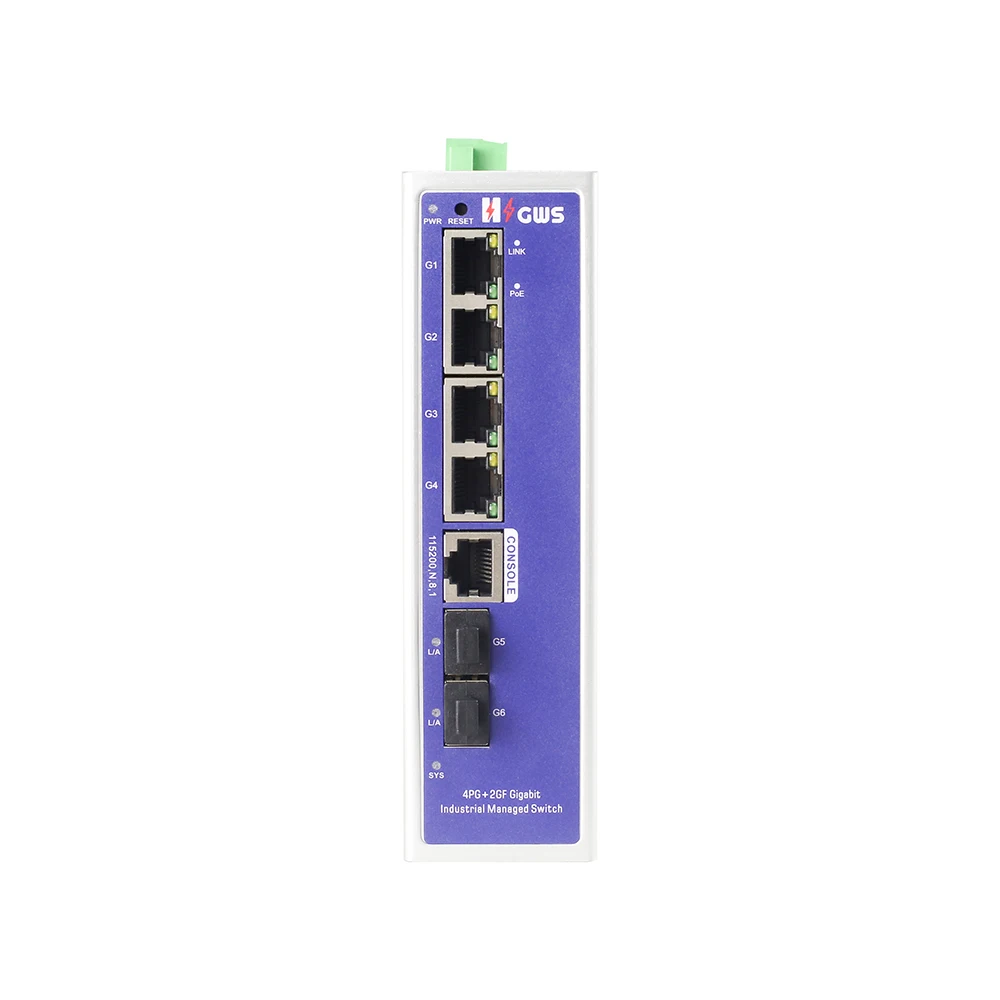 Hot Sale 6 Gigabit RJ45 port Managed Industrial Din-Rail Fiber Switch POE with VLAN ERPS Ring Network switch