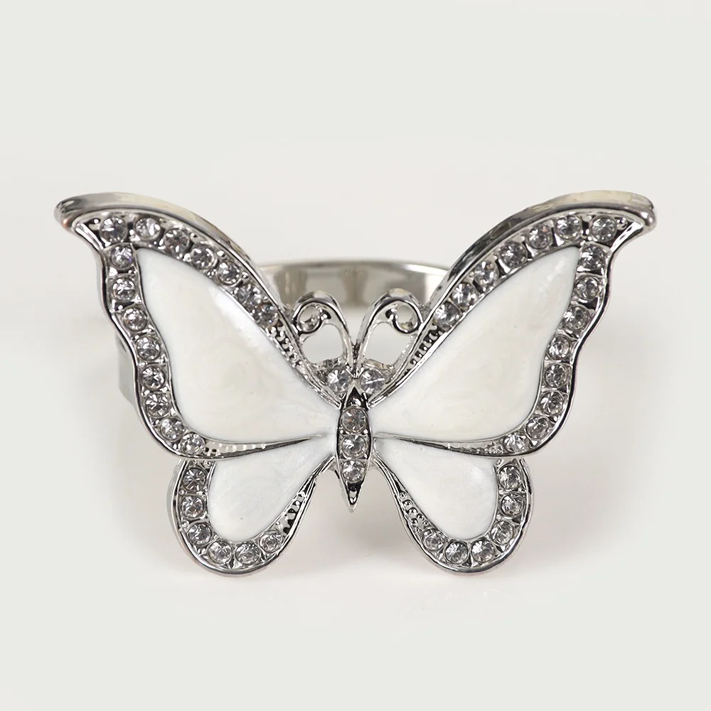 Fashion Jewelry  Insect Series Wedding Accessories for Table Oil Dripping Diamond Butterfly Napkin Ring