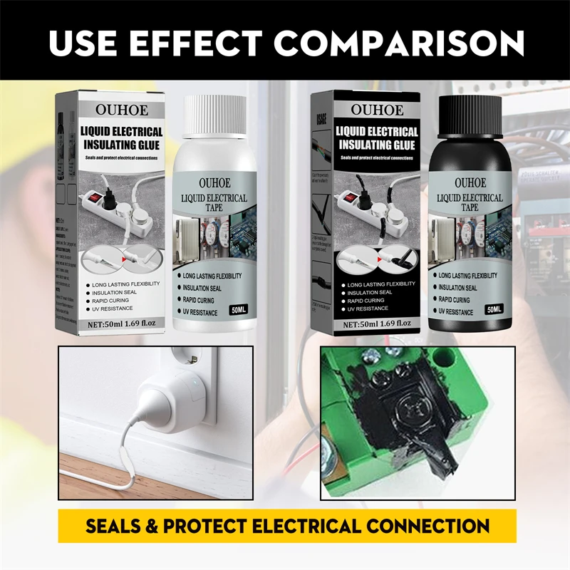 OUHOE 50ml liquid electrical tape long lasting flexibility insulation sealing rapid curing uv resisting insulating adhesive