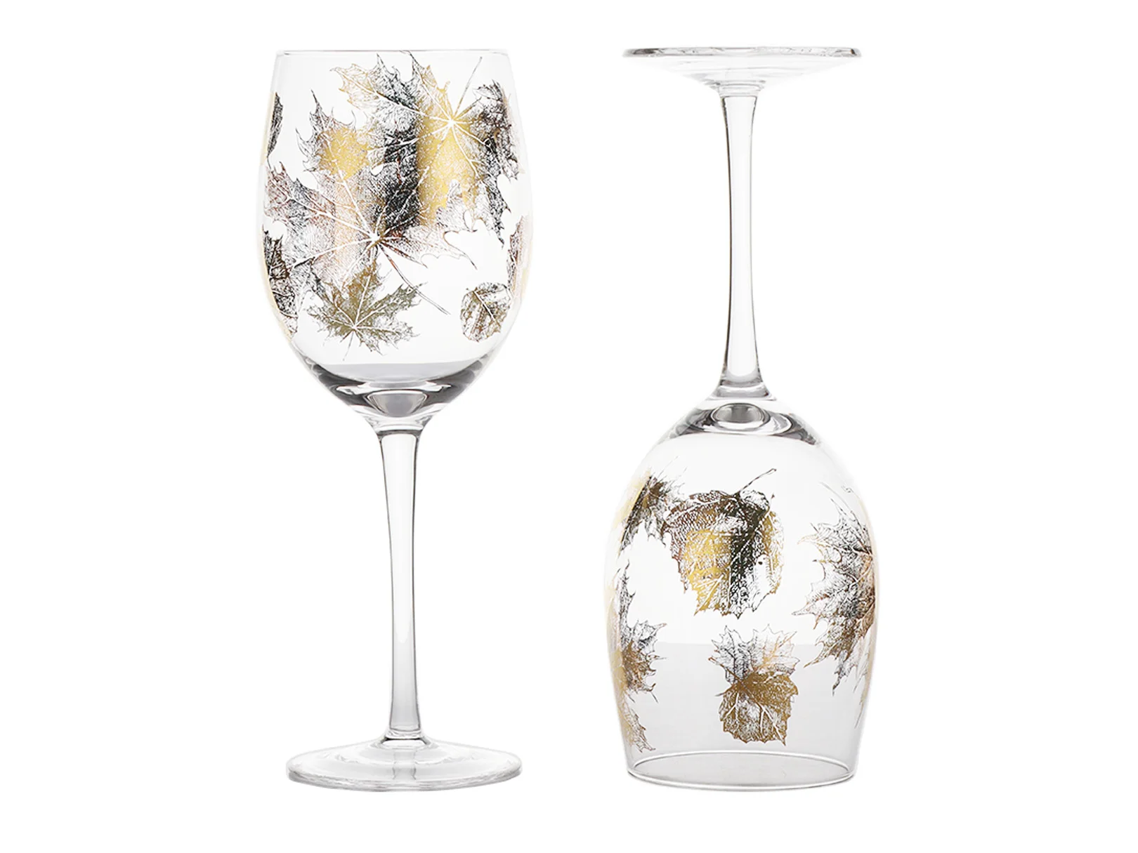 Hand Blown Gold Goblets Clear Wine Tasting red wine glass Wedding, Anniversary Custom LOGO wine glass