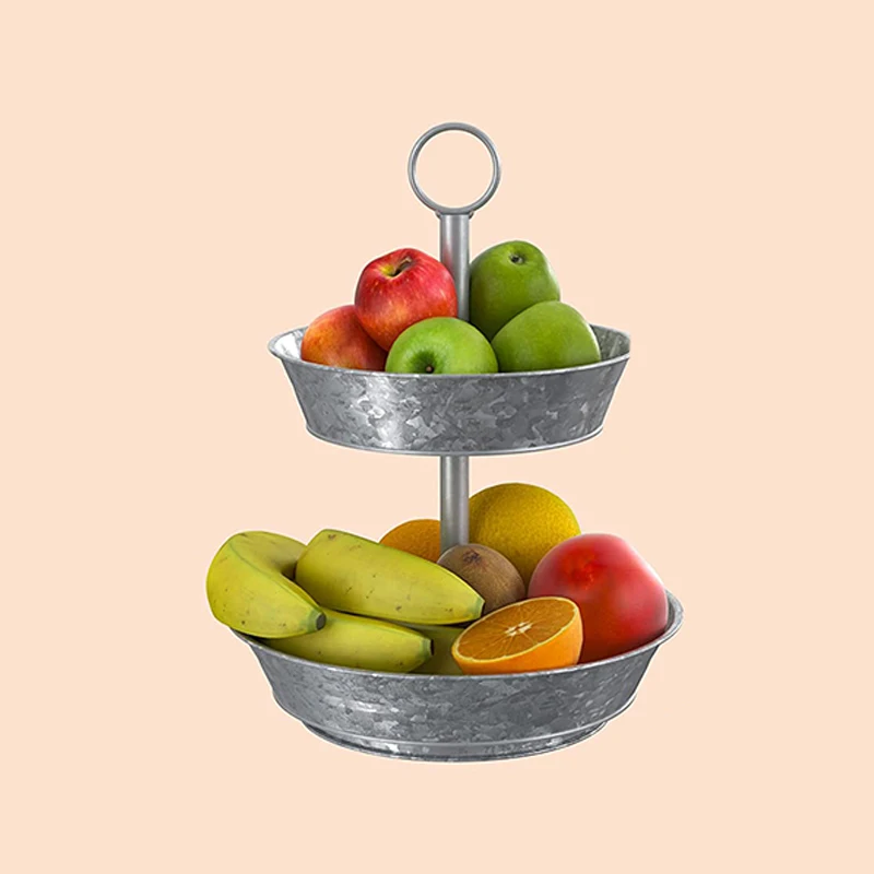 2 многоярусных подноса из оцинкованной стали, Круглый многоярусный поднос для еды, для отелей, кухни, ресторанов, Сервировочные подносы