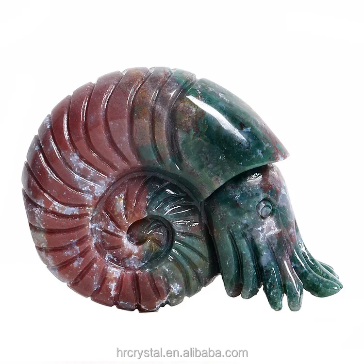 Healing Decorative Crystal Crafts Colorful Indian Agate Crystal Nautilus Carving for Sale