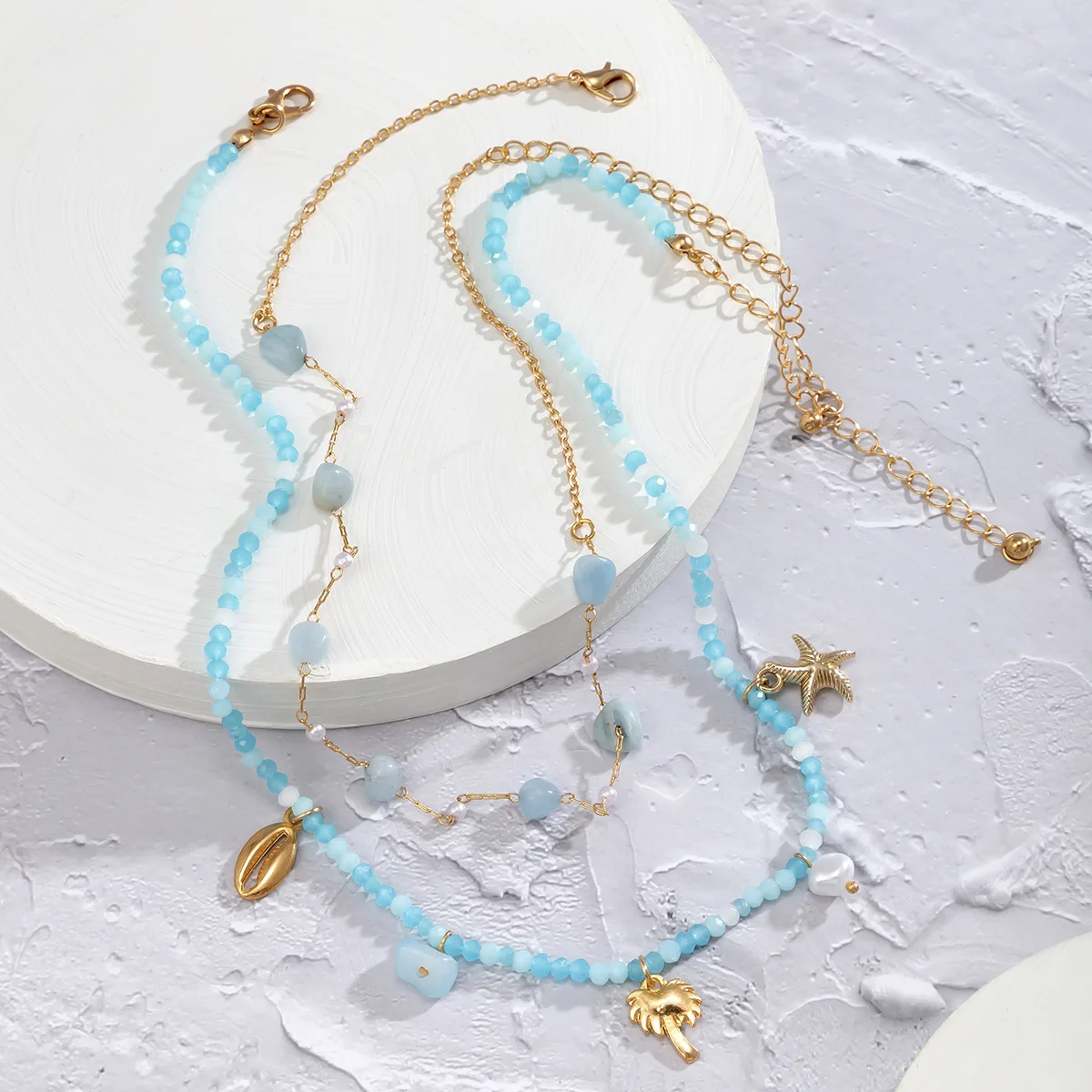 crystal Joker clavicle chain European and American national wind stars leaves shell necklace female minority