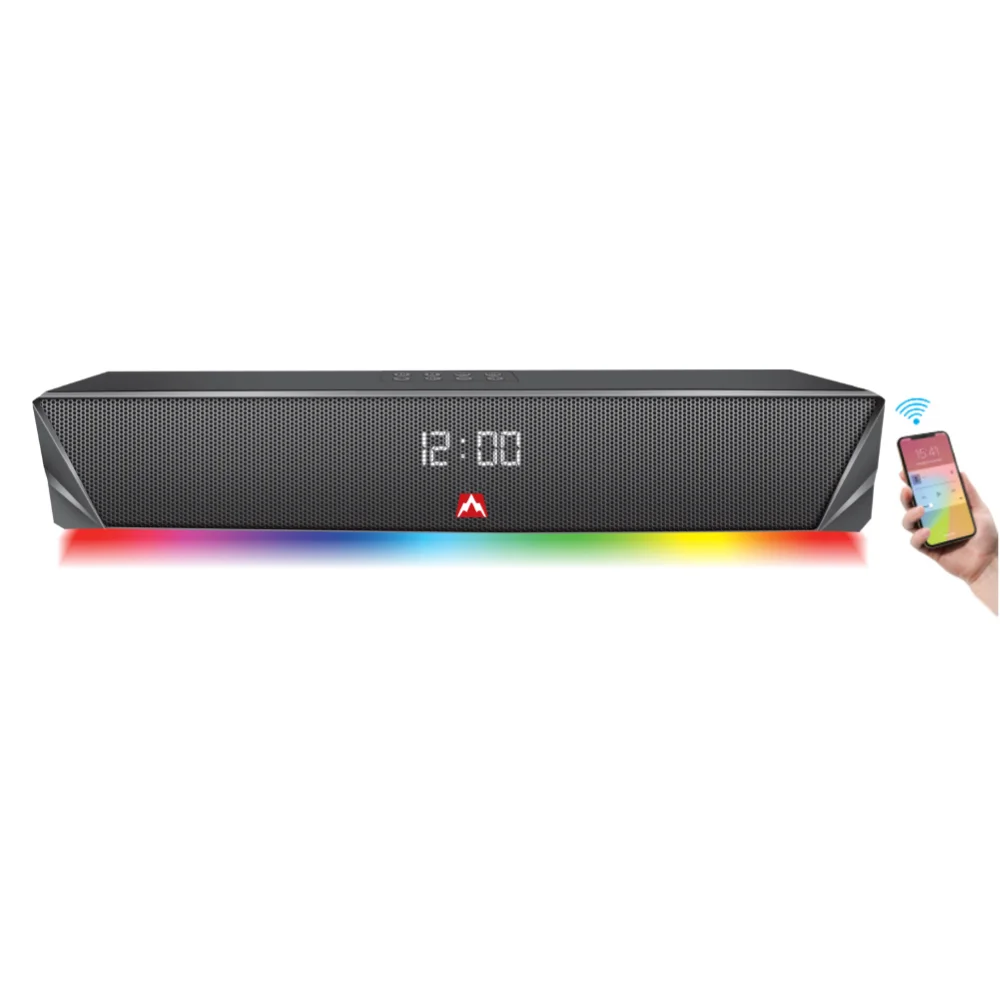 
Speaker surround soundbar hands free call function music with digital alarm clock for smart TVs mobile phone tablets laptop 