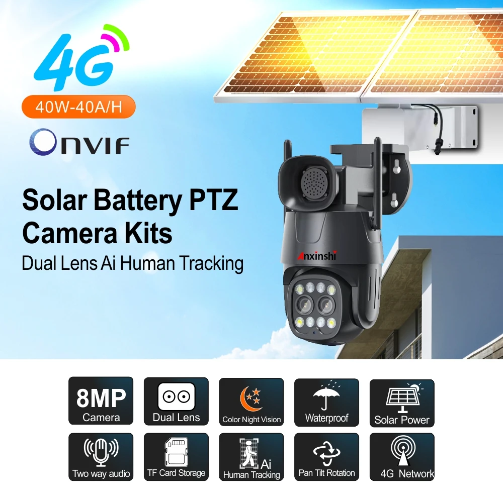 Новый-Солнечная энергия Camhipro Smart wifi комплекты солнечных камер 8MP солнечная энергетическая система для