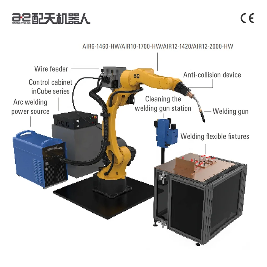 Peitian Welding Robot Workstation with Welder 350 Welding Torch Wire Feeder Positioner