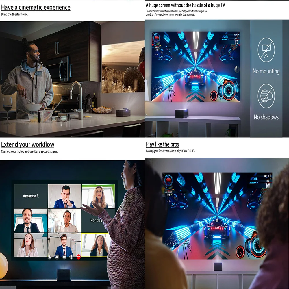 G20UST Ultra short focus 1080P 500 Ansi Lumens Auto focus Auto keystone home theater smart DLP Android projector for home use