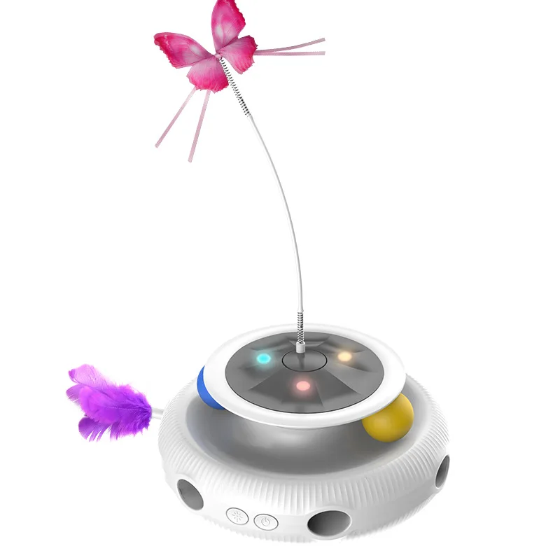 2023 cat Interactive Toys for Indoor Cats,Automatic Electronic Rotating Butterfly Kitten Toys with Roller 2 Tracks Ball