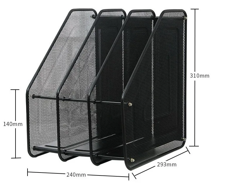3 Vertical Compartments Office Desktop Mesh Document Magazine File Storage Organizer Holder