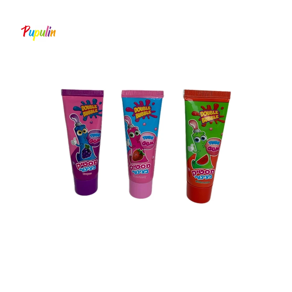 Liquid Bubble Gum in Tube with Toothpaste Shape Chewing Gum for Fruity Flavor Grape Strawberry Watermelon Jam Candy