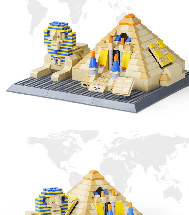 4210 Historic Interest Architecture Egypt Pharaoh Pyramid Building Blocks Sets Bricks Classic Kids Bricks Toys for Christmas