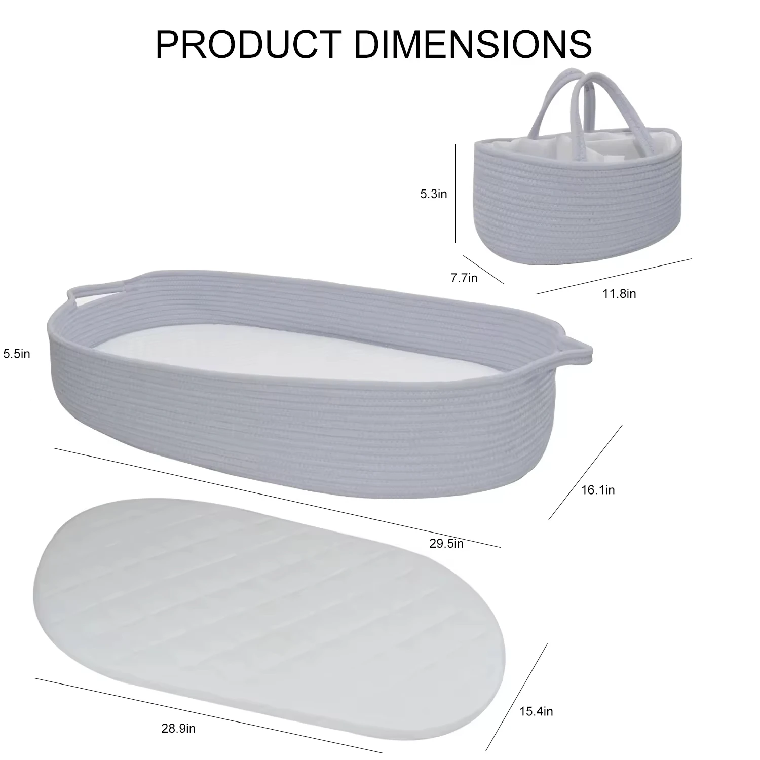 2024 Newborn Baby Gift Set Cotton Rope Baby Changing Basket with Diaper Caddy Basket