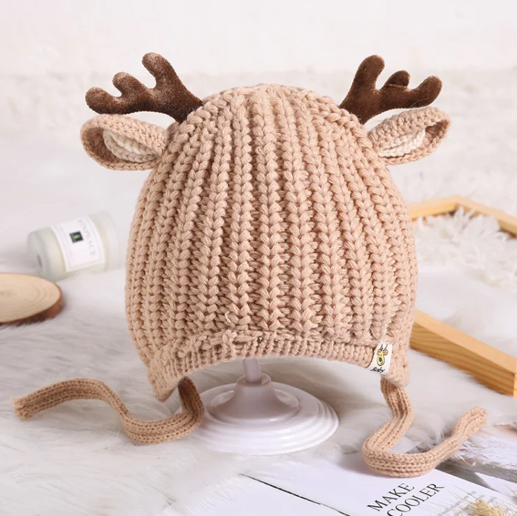 2023 hot sales cute knit new baby deer hat crochet the Christmas deer hat