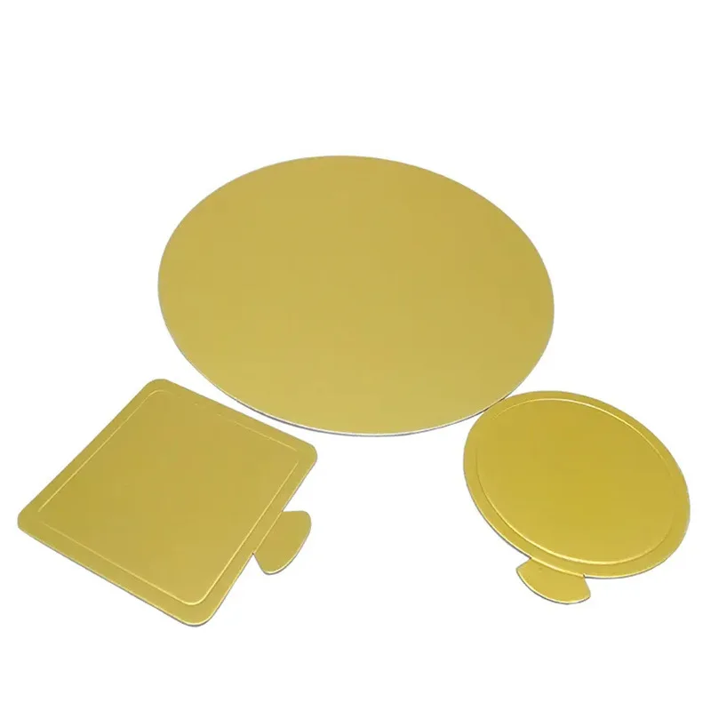 Wholesale Custom Mini Round Square Triangle Rectangle Cake Base Board Gold With Tab