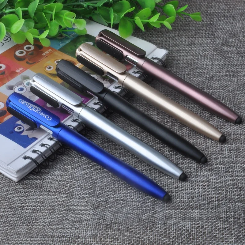 New design 5 in 1 multifunction ball pen with stylus,highlighter,phone holder,screen cleaner