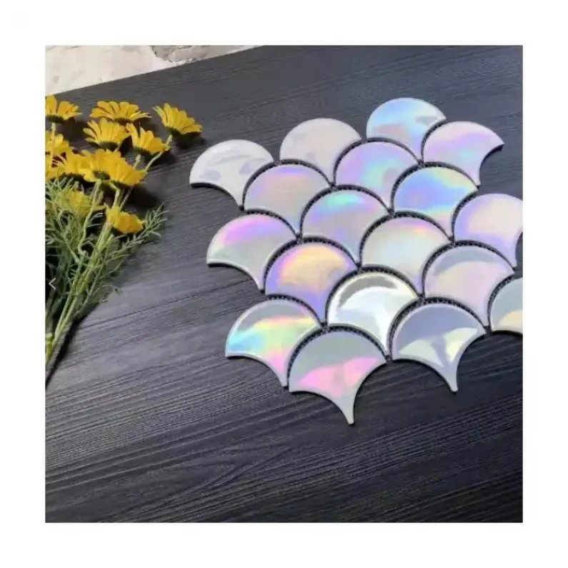 Factory Custom Phantom Fan Ceramic Mosaic tile Fish Scale handmade Art Tile for bathroom background wall restaurant bar