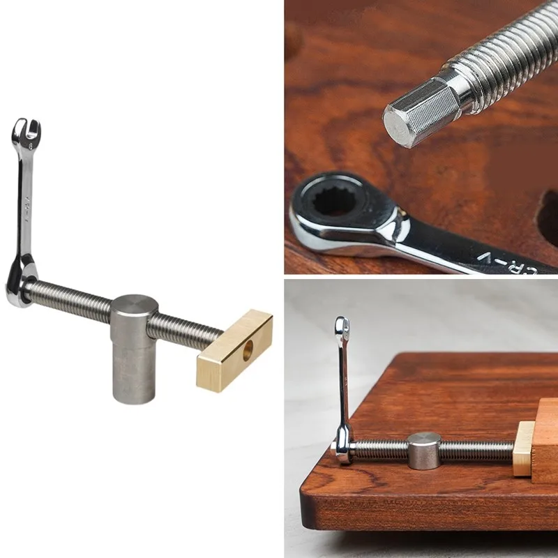 Woodworking Desktop Clip Brass Fast Fixed Clip Quick Fixture Clamping Tool Kit for 19/20MM Hole Joinery Woodworking Benches Tool