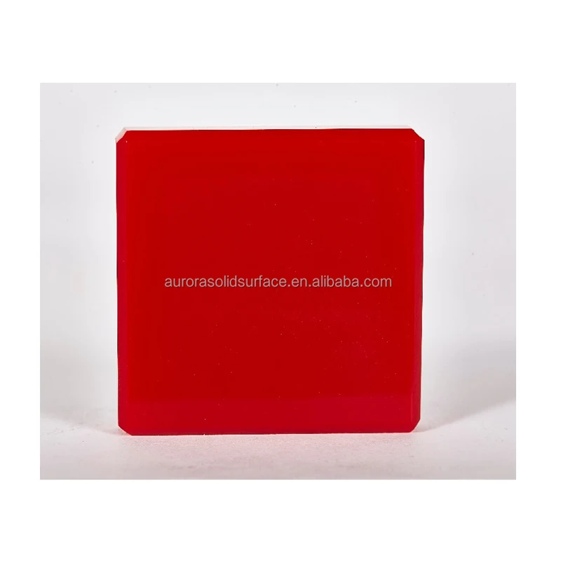 Industrial Construction 100% Pure Red Acrylic Resin Solid Surface Sheets / Artificial Marble / With All Kinds Of Shape