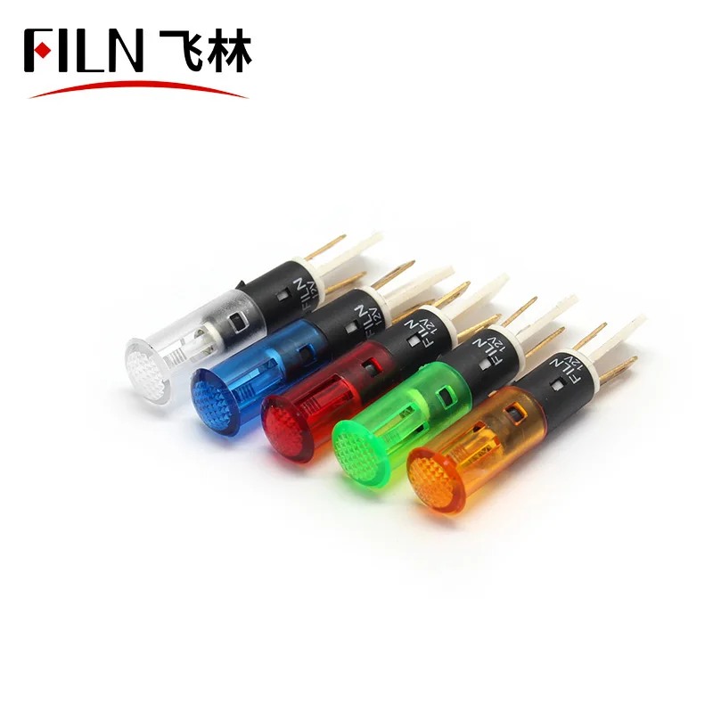 FILN 8mm 1v 24v 110V 220v  red amber green white BULE LED Grill fryer plastic indicator light with pin