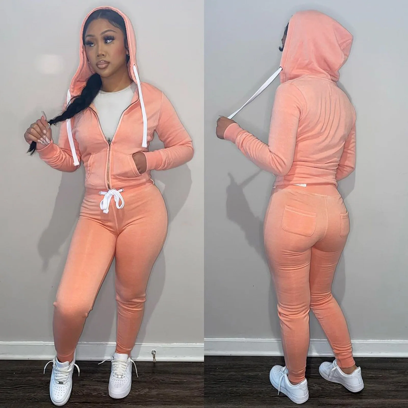 Fall 2021 Winter Clothes For Women Long Sleeve Zip Tracksuit Women Hoodies And Jogger 2 Piece Pants Set Outfit Sweatpants Suit