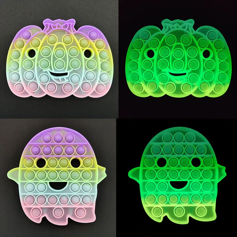Glow In The Dark Fidget Sensory Toys Silicone Stress Reliever Kids Push Toys Pack Kit Fun Pop Fidget Toys Set