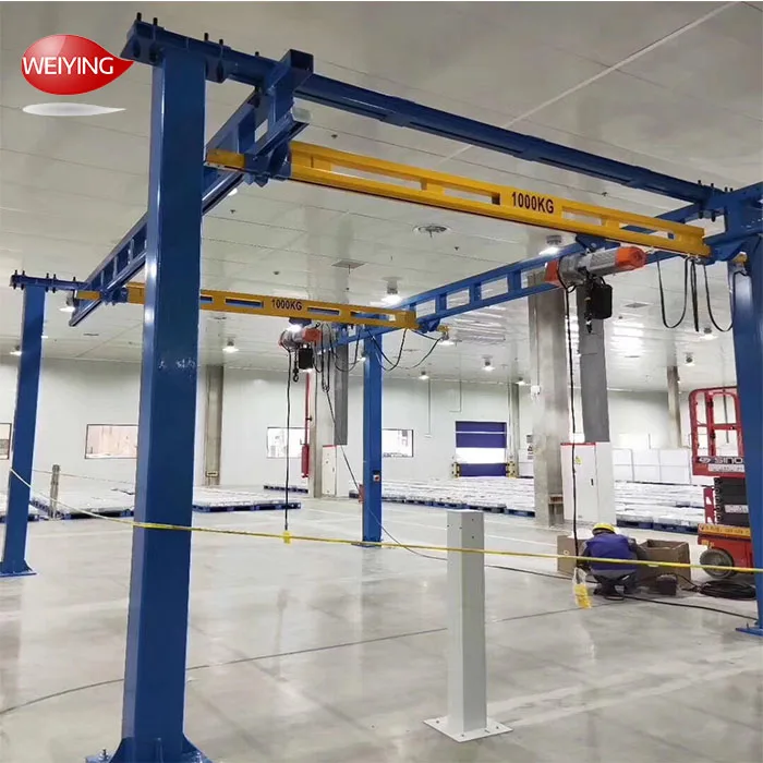 Workshop freestanding overhead crane 1ton 2ton color customized overhead crane floor mounted overhead crane with rail
