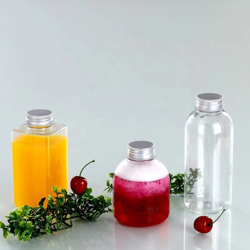 250ml 200ml 500ml pet customized clear biodegradable plastic juice bottles