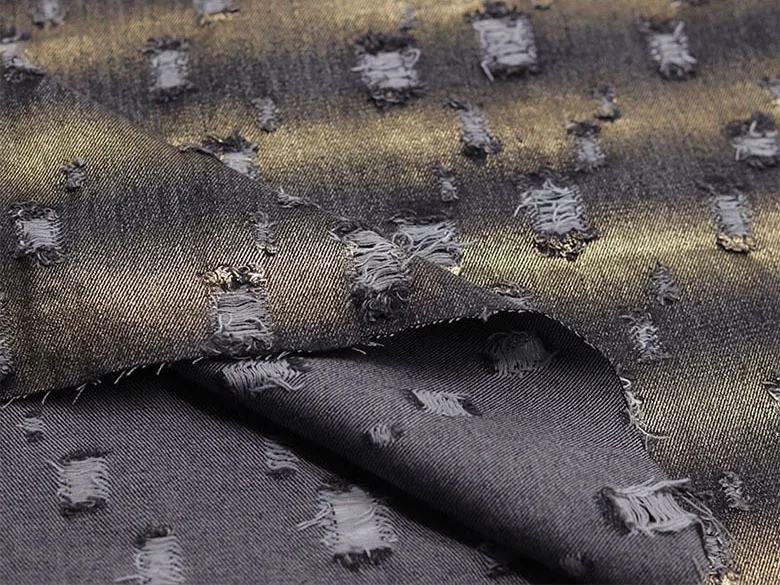 2024 New Design Denim Fabric High Quality Camouflage Coloured  Printed  Reflective Denim Fabric Roll