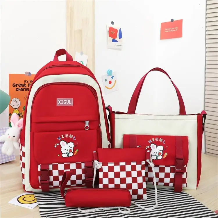 4 шт. набор рюкзак для девочек Дети средняя школа старшей школы студента колледжа Повседневный Рюкзак детский школьный рюкзак