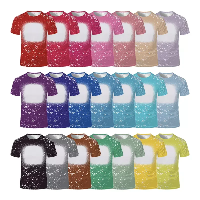 TJS Wholesale 42 Options Polyester T Shirt Sublimation Tie Dye T Shirts For Sublimation Print Pattern