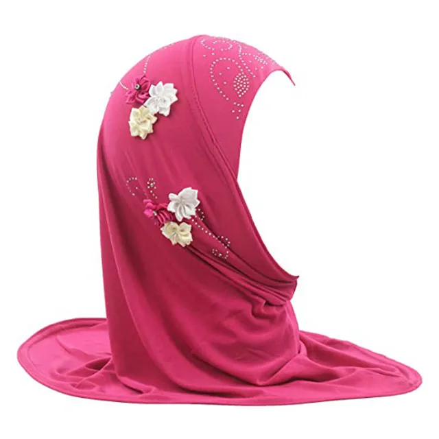 Мусульманские шарфы с цветочной вышивкой; Подходит для детей в возрасте От 0 до 5 лет; Детские хиджабы со