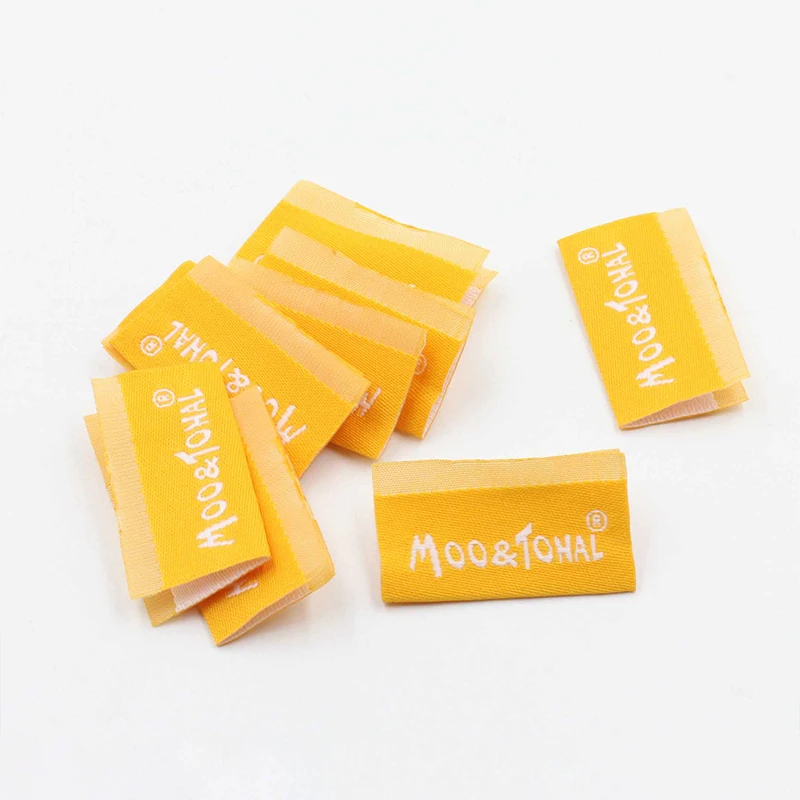 Hot Sale Custom Made Woven Leather and Cotton Labels Folded Neck Clothing Tag with Logo Etiquetas for Apparels