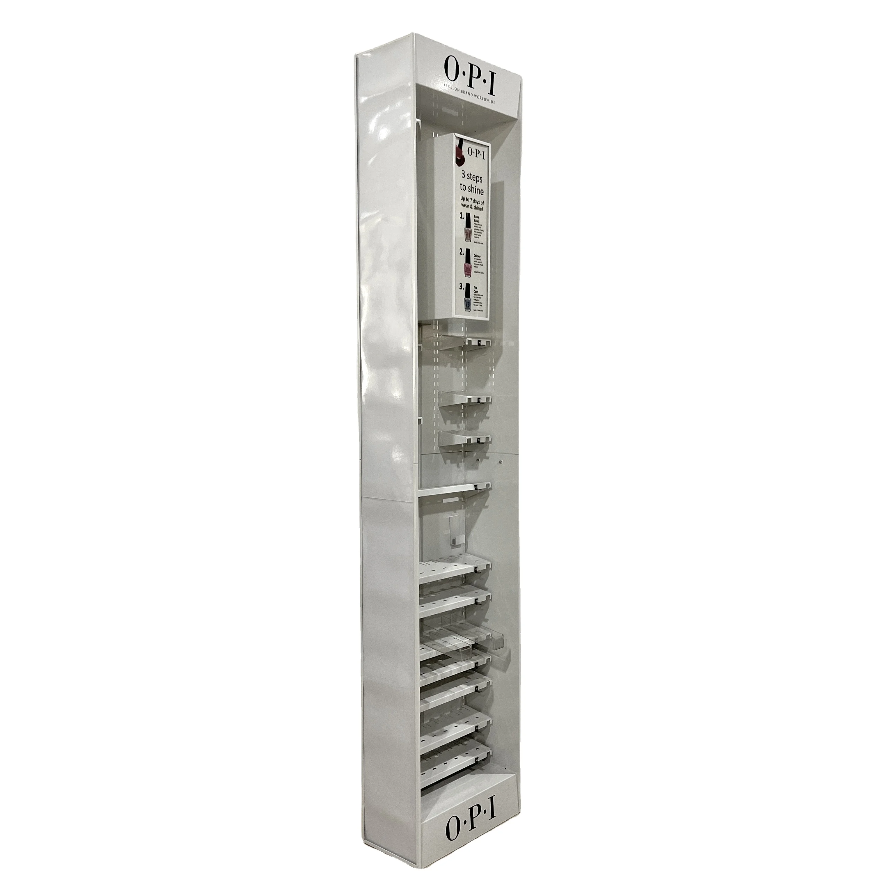 Retail floor metal luxury boutique lipstick nail polish showcase beauty rack makeup shelf cosmetic display stand