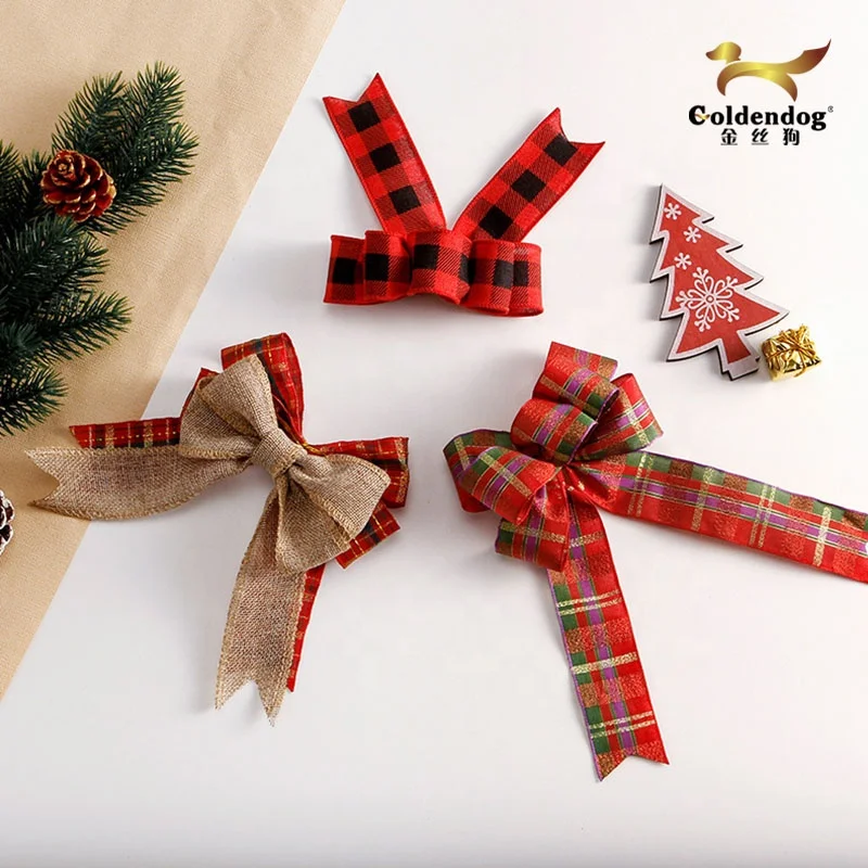 Mafolen Wholesale Custom Pre-made Natural Jute Handmade Bows for DIY Craft and Christmas Tree Decoration Burlap Ribbon Bow